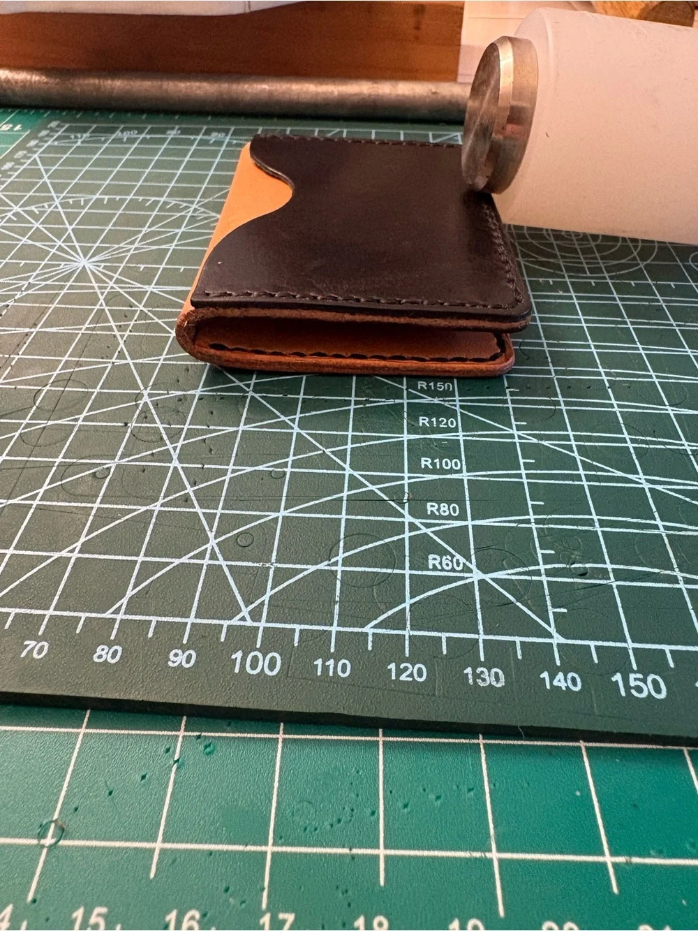 Two-Tone Brown & Tan Slim Leather Card Wallet